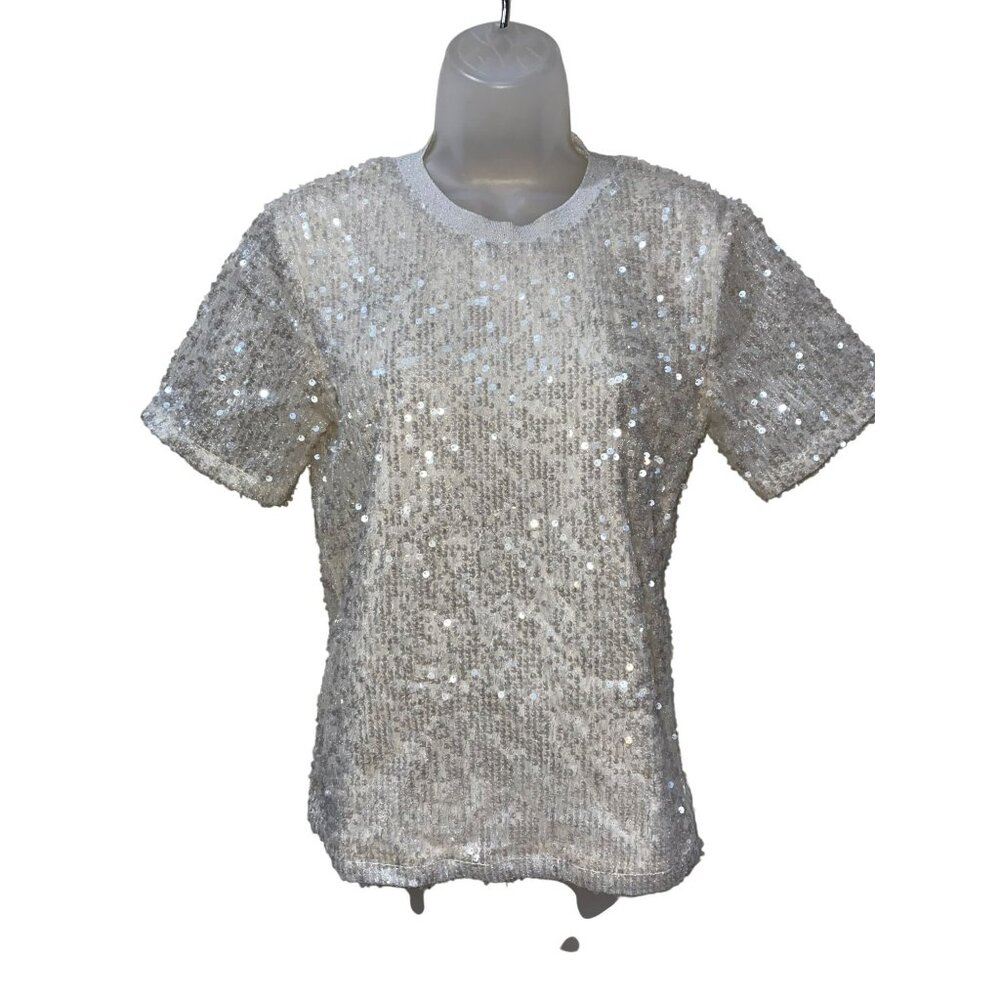 Grey Lab Sequin Open Back Top Size Small - image 3